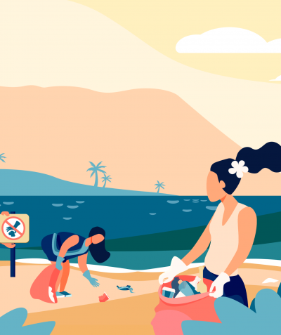 Beach clean-up volunteers