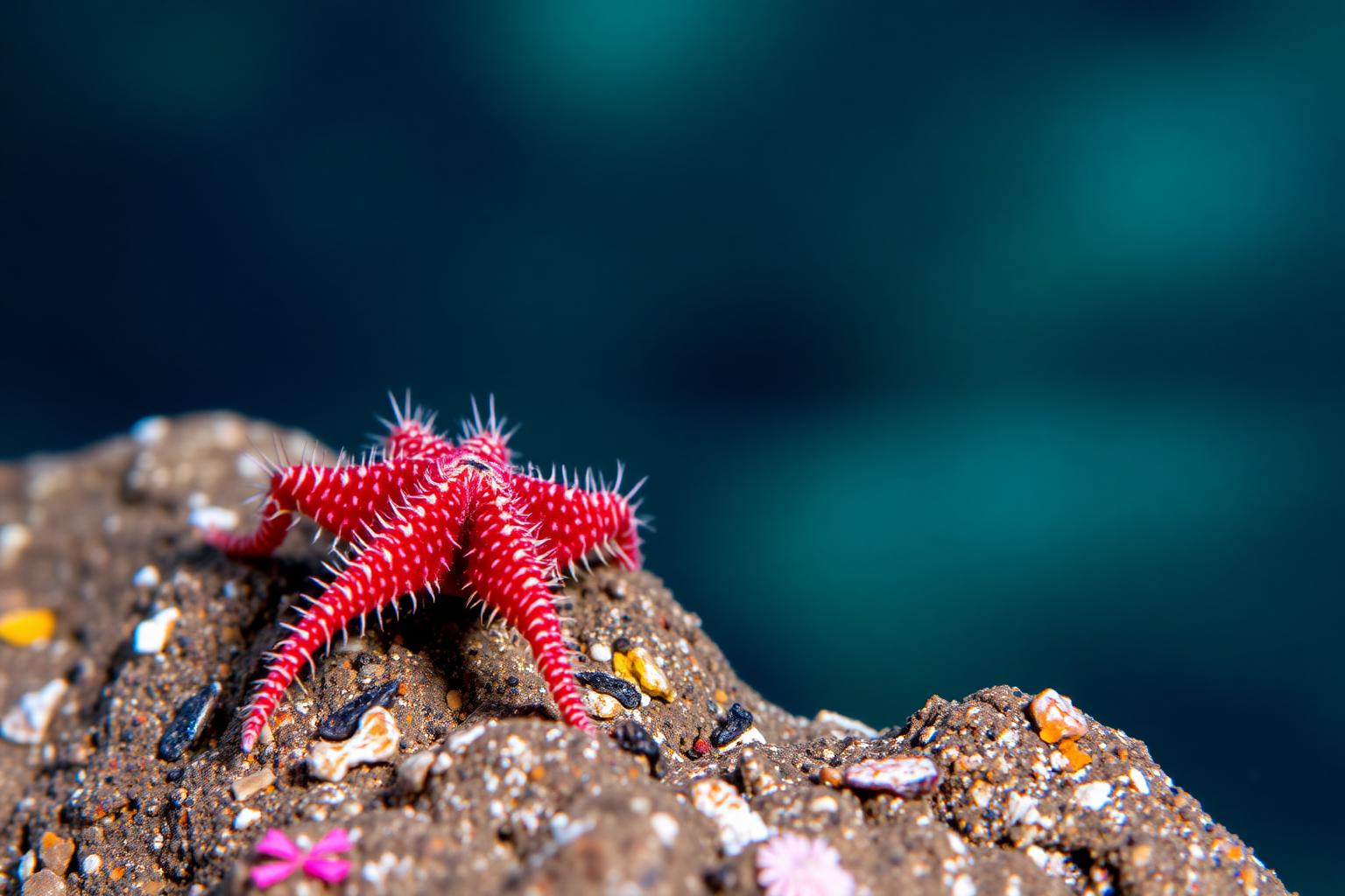 Student observing a brittle star